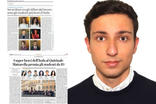 Sindaco Roccuzzo si congratula con studente caltagironese Alessandro Tasca, premiato dal presidente Mattarella come “Alfiere del lavoro”